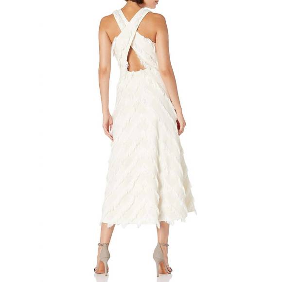 NEW REBECCA TAYLOR sleeveless bias fringe dress in ecru - Picture 2 of 2